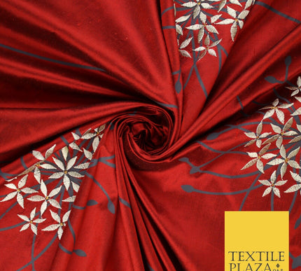 8 COLOURS - Fryetts Luxury Oversized Dandelion Embroidered 100% PURE SILK Fabric