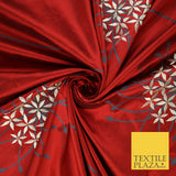 8 COLOURS - Fryetts Luxury Oversized Dandelion Embroidered 100% PURE SILK Fabric