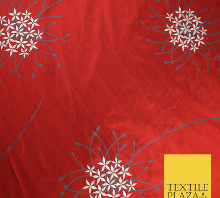 8 COLOURS - Fryetts Luxury Oversized Dandelion Embroidered 100% PURE SILK Fabric