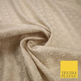 Nude Beige Ornate Swag Dotted Fancy Brocade Jacquard Dress Fabric 56" 8509