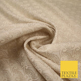 Nude Beige Ornate Swag Dotted Fancy Brocade Jacquard Dress Fabric 56" 8509
