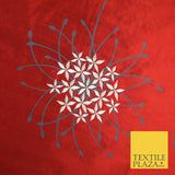 8 COLOURS - Fryetts Luxury Oversized Dandelion Embroidered 100% PURE SILK Fabric