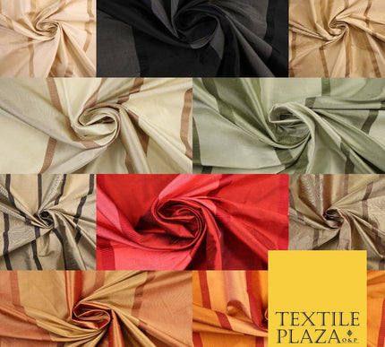10 COLOURS - Fryetts Luxury Textured Vertical Line Striped 100% PURE SILK Fabric