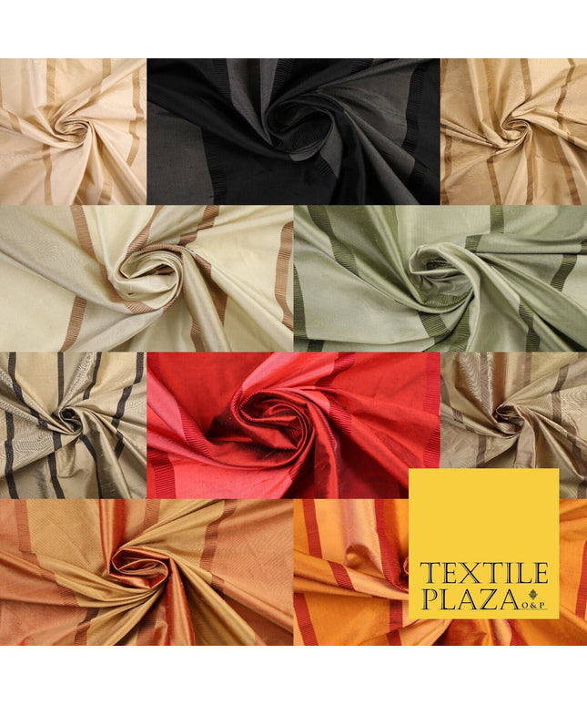 10 COLOURS - Fryetts Luxury Textured Vertical Line Striped 100% PURE SILK Fabric