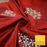 8 COLOURS - Fryetts Luxury Oversized Dandelion Embroidered 100% PURE SILK Fabric