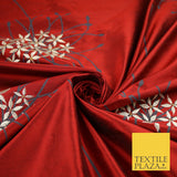 8 COLOURS - Fryetts Luxury Oversized Dandelion Embroidered 100% PURE SILK Fabric