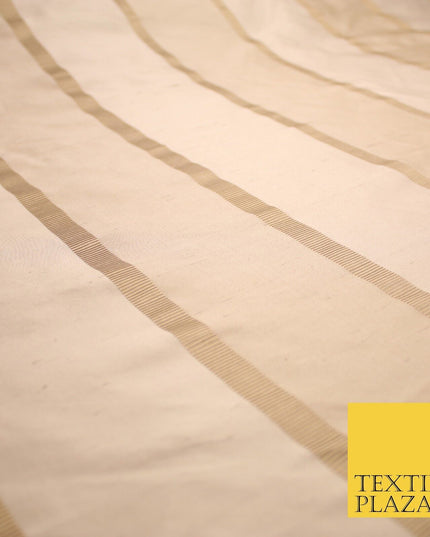 10 COLOURS - Fryetts Luxury Textured Vertical Line Striped 100% PURE SILK Fabric