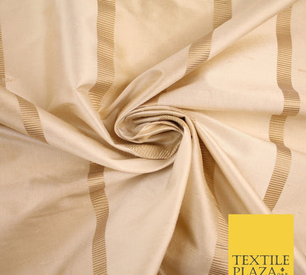 10 COLOURS - Fryetts Luxury Textured Vertical Line Striped 100% PURE SILK Fabric