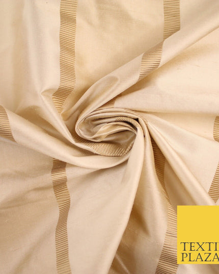 10 COLOURS - Fryetts Luxury Textured Vertical Line Striped 100% PURE SILK Fabric