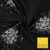 8 COLOURS - Fryetts Luxury Oversized Dandelion Embroidered 100% PURE SILK Fabric