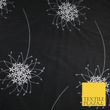 8 COLOURS - Fryetts Luxury Oversized Dandelion Embroidered 100% PURE SILK Fabric
