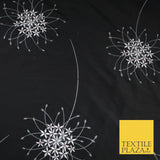 8 COLOURS - Fryetts Luxury Oversized Dandelion Embroidered 100% PURE SILK Fabric