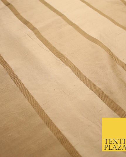 10 COLOURS - Fryetts Luxury Textured Vertical Line Striped 100% PURE SILK Fabric