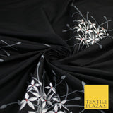 8 COLOURS - Fryetts Luxury Oversized Dandelion Embroidered 100% PURE SILK Fabric