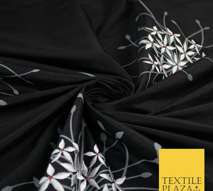 8 COLOURS - Fryetts Luxury Oversized Dandelion Embroidered 100% PURE SILK Fabric