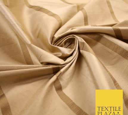 10 COLOURS - Fryetts Luxury Textured Vertical Line Striped 100% PURE SILK Fabric