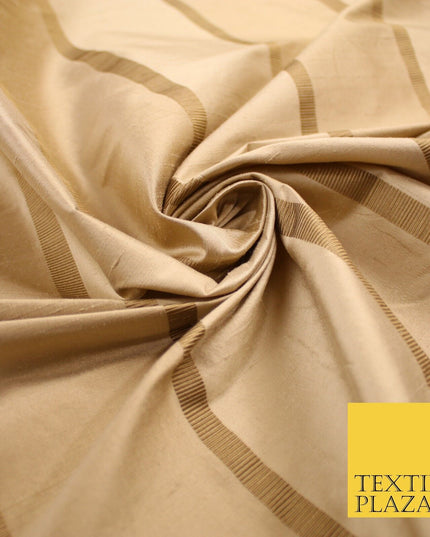 10 COLOURS - Fryetts Luxury Textured Vertical Line Striped 100% PURE SILK Fabric