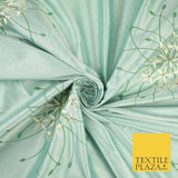 8 COLOURS - Fryetts Luxury Oversized Dandelion Embroidered 100% PURE SILK Fabric