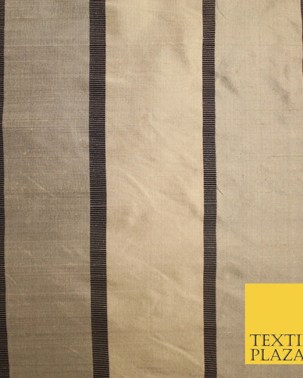 10 COLOURS - Fryetts Luxury Textured Vertical Line Striped 100% PURE SILK Fabric
