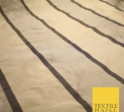 10 COLOURS - Fryetts Luxury Textured Vertical Line Striped 100% PURE SILK Fabric