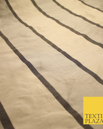 10 COLOURS - Fryetts Luxury Textured Vertical Line Striped 100% PURE SILK Fabric