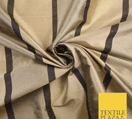 10 COLOURS - Fryetts Luxury Textured Vertical Line Striped 100% PURE SILK Fabric