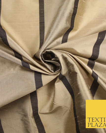 10 COLOURS - Fryetts Luxury Textured Vertical Line Striped 100% PURE SILK Fabric