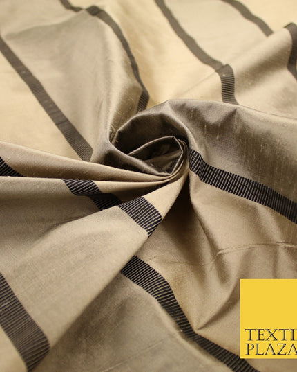 10 COLOURS - Fryetts Luxury Textured Vertical Line Striped 100% PURE SILK Fabric