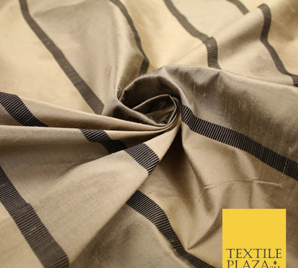 10 COLOURS - Fryetts Luxury Textured Vertical Line Striped 100% PURE SILK Fabric
