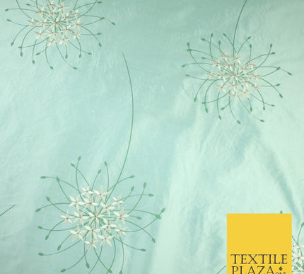 8 COLOURS - Fryetts Luxury Oversized Dandelion Embroidered 100% PURE SILK Fabric