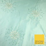 8 COLOURS - Fryetts Luxury Oversized Dandelion Embroidered 100% PURE SILK Fabric