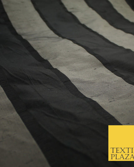 10 COLOURS - Fryetts Luxury Textured Vertical Line Striped 100% PURE SILK Fabric
