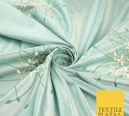 8 COLOURS - Fryetts Luxury Oversized Dandelion Embroidered 100% PURE SILK Fabric