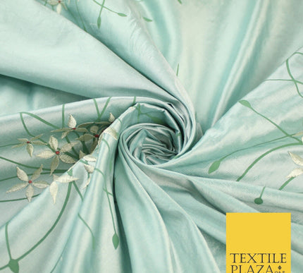 8 COLOURS - Fryetts Luxury Oversized Dandelion Embroidered 100% PURE SILK Fabric