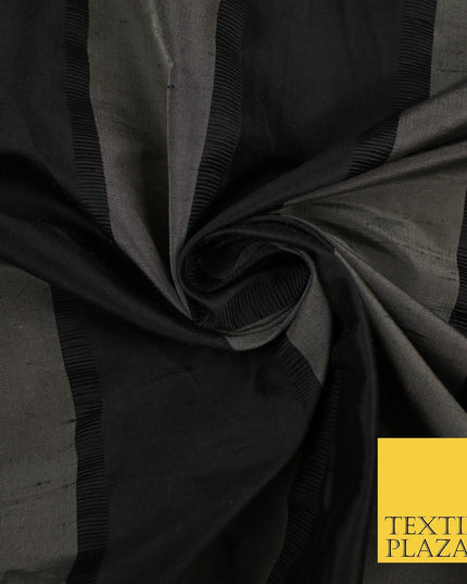 10 COLOURS - Fryetts Luxury Textured Vertical Line Striped 100% PURE SILK Fabric