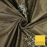 8 COLOURS - Fryetts Luxury Oversized Dandelion Embroidered 100% PURE SILK Fabric