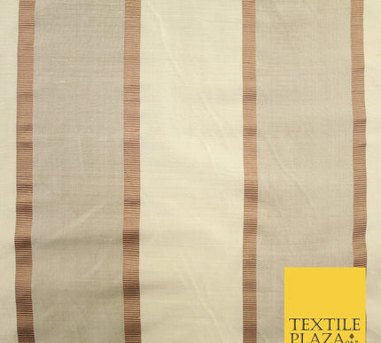 10 COLOURS - Fryetts Luxury Textured Vertical Line Striped 100% PURE SILK Fabric