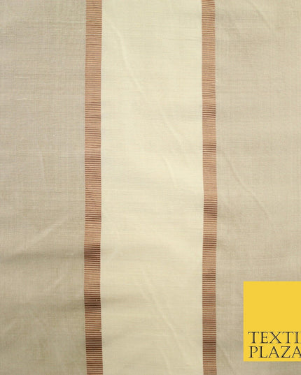 10 COLOURS - Fryetts Luxury Textured Vertical Line Striped 100% PURE SILK Fabric