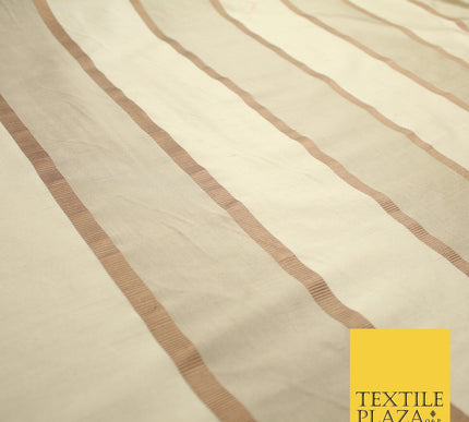 10 COLOURS - Fryetts Luxury Textured Vertical Line Striped 100% PURE SILK Fabric