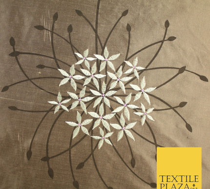 8 COLOURS - Fryetts Luxury Oversized Dandelion Embroidered 100% PURE SILK Fabric