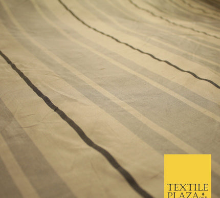 8 COLOURS - Fryetts Luxury Textured Multi Line Striped 100% PURE SILK Fabric