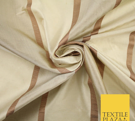 10 COLOURS - Fryetts Luxury Textured Vertical Line Striped 100% PURE SILK Fabric
