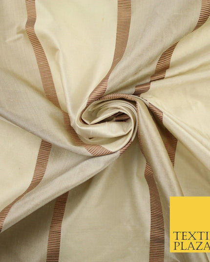 10 COLOURS - Fryetts Luxury Textured Vertical Line Striped 100% PURE SILK Fabric