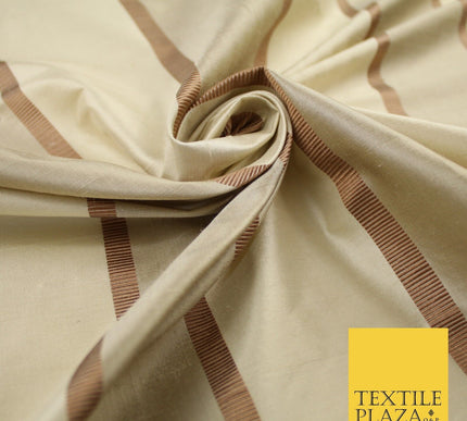 10 COLOURS - Fryetts Luxury Textured Vertical Line Striped 100% PURE SILK Fabric