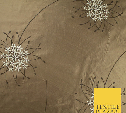 8 COLOURS - Fryetts Luxury Oversized Dandelion Embroidered 100% PURE SILK Fabric