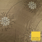 8 COLOURS - Fryetts Luxury Oversized Dandelion Embroidered 100% PURE SILK Fabric