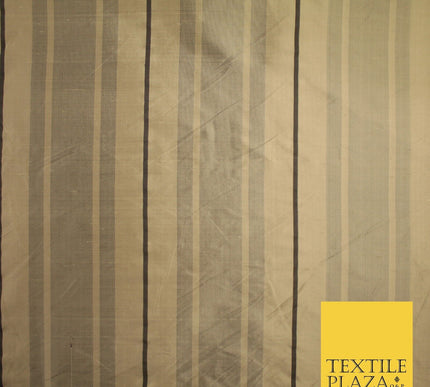8 COLOURS - Fryetts Luxury Textured Multi Line Striped 100% PURE SILK Fabric