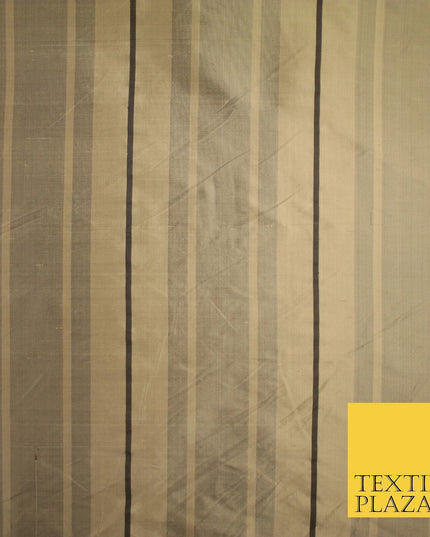 8 COLOURS - Fryetts Luxury Textured Multi Line Striped 100% PURE SILK Fabric