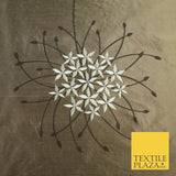 8 COLOURS - Fryetts Luxury Oversized Dandelion Embroidered 100% PURE SILK Fabric