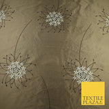8 COLOURS - Fryetts Luxury Oversized Dandelion Embroidered 100% PURE SILK Fabric